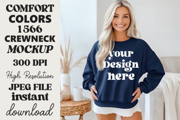 Comfort Colors 1566 Mockup True Navy 6 Review for Embroidery Projects