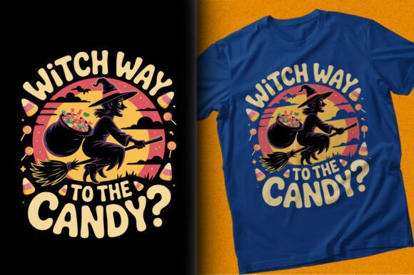 Witch Way to the Candy Halloween T-Shirt Design Review